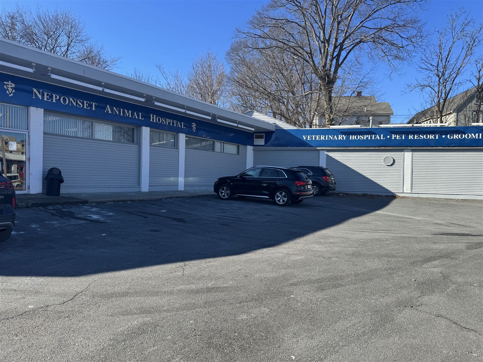 Neponset Animal Hospital building and parking lot on Morrissey Blvd
